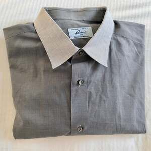 Brioni For Neiman Marcus Men's - large 17 1/2 Gray French cuff Italy